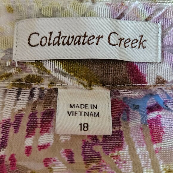 Coldwater Creek Woman's Size 18 Colorful  Burnout Sheer  Full Zip Jacket LT Weig - Picture 4 of 6